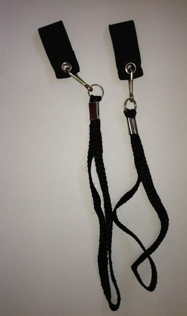 Pair of black walking stick straps.
