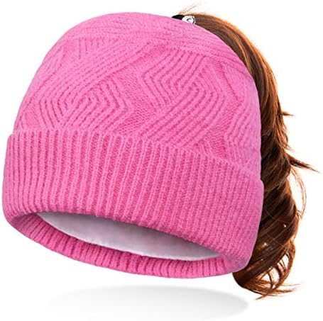 Fleece lined ponytail beanie Clearance
