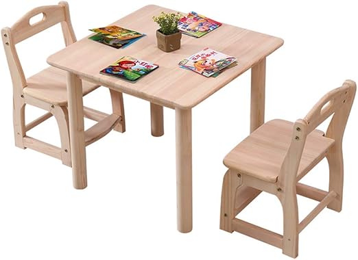 Zh Solid Wood Kids Table And Chair Stool Set Sturdy Hardwood Children S Furniture Child Bedroom Playroom Activity Table Dining Table Unfinished Wood Color Amazon Co Uk Kitchen Home