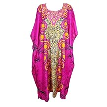 Mogul Interior Womens Efiya Long Caftan Casual Beach Maxi Dress One Size