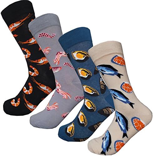 Men's Art Patterned Casual Crew Socks 4-Pack