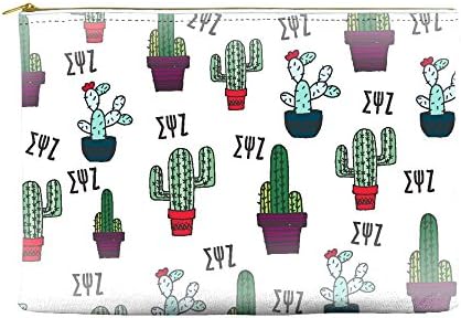 Sigma Psi Zeta Cactus Pattern White Cosmetic Accessory Pouch Bag for Makeup Jewelry &amp; other Essentials