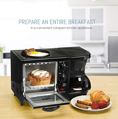 Elite Cuisine EBK-200B Maxi-Matic 3-in-1 Multifunction Breakfast Center, Black