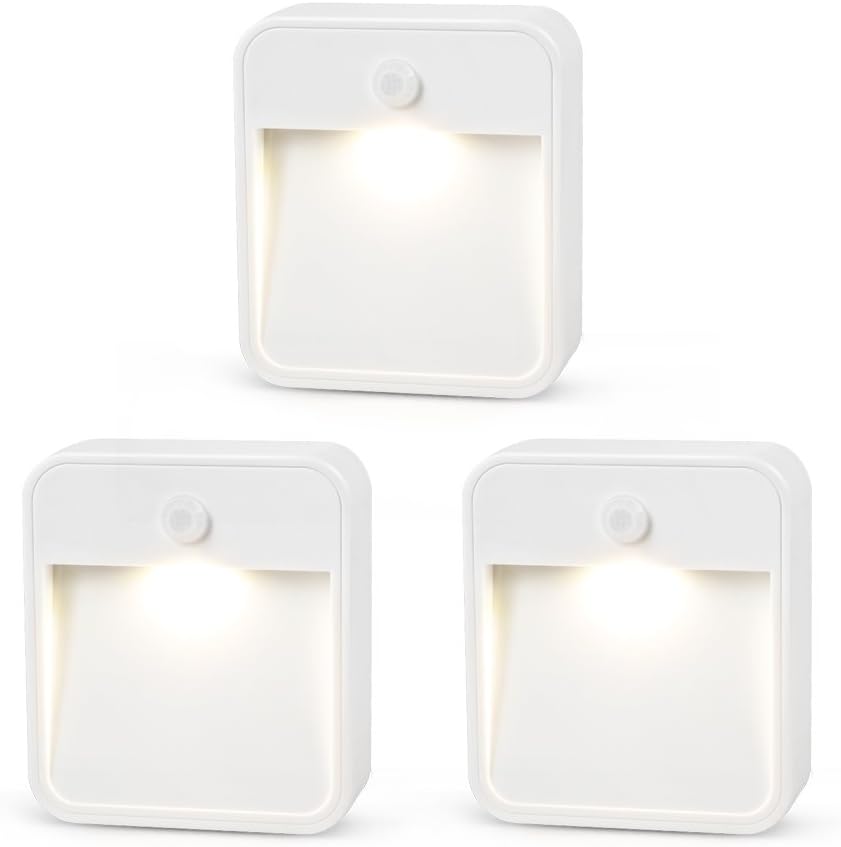 [3 Pack] iSolem Motion Sensor Night Light Battery Operated Indoor