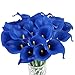 Houda Calla Lily Bridal Wedding Artificial Fake Flowers Party Decor Bouquet PU Real Touch Flower 10PCS (Royal Blue 10pcs)