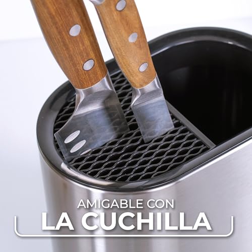Organizador de cocina de acero inoxidable – Recipiente para guardar utensilios de cocina – Utensilios de cocina Soporte – Soporte para utensilios de cocina – Soporte para cucharas de cocina