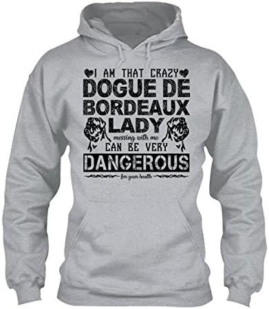 Crazy Dogue De Bordeaux Lady Tee Shirt, Short Sleeve Shirts, Hoodie (L,Grey)