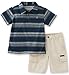 Calvin Klein Toddler Boys Boys 2 Pieces Polo Short Set -Grays, Dark Gray, 3T