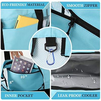 Sheye&Yelin Beach Bag with Insulated Cooler- Many Pockets Durable Sandproof Mesh Tote Bag for Women 51ELgy3cp7L