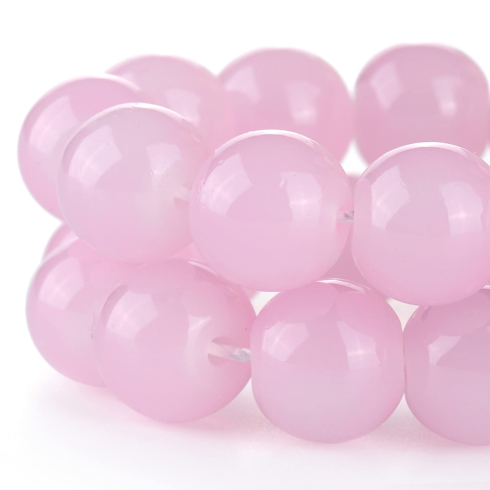 RUBYCA 1 Strand 14MM Jade Imitation Round Painted Coated Glass Beads DIY Jewelry Making Baby Pink