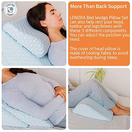 Adjustable Orthopedic Bed Wedge Pillow Set, Reading Pillow & Back Support for Sleeping, Memory