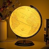 12'' Retro Illuminated World Globe with Wooden