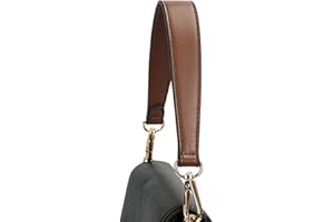 MOISTRI Flat Grain Leather Replacement Straps for Handbags Purse Straps Replacement Crossbody Gold Clasps Women Purse Making 14.17"(36CM) Long Coffee