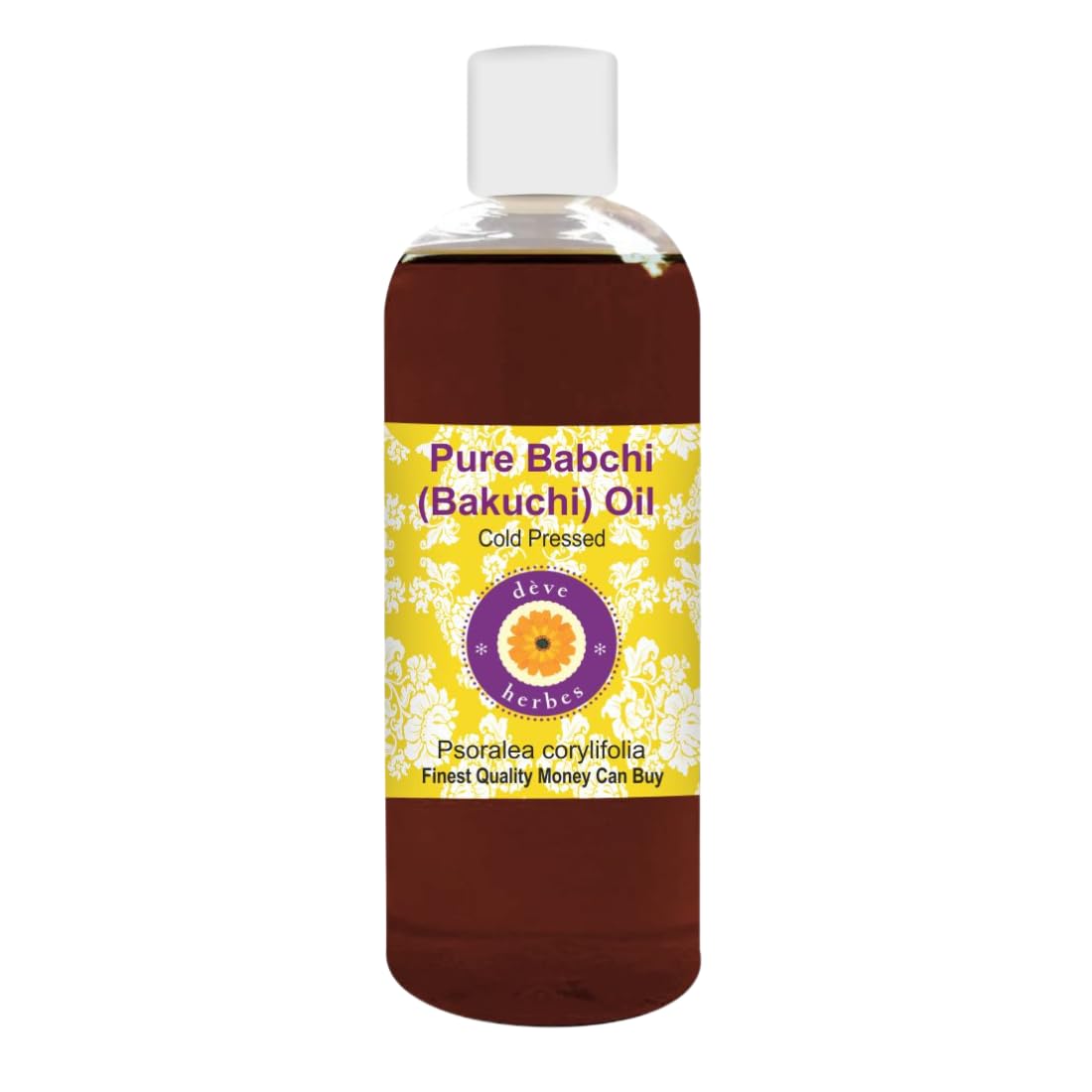 Deve Herbes Pure Babchi Oil (Psoralea corylifolia) Cold Pressed Natural Therapeutic Grade 200ml (6.76 oz)