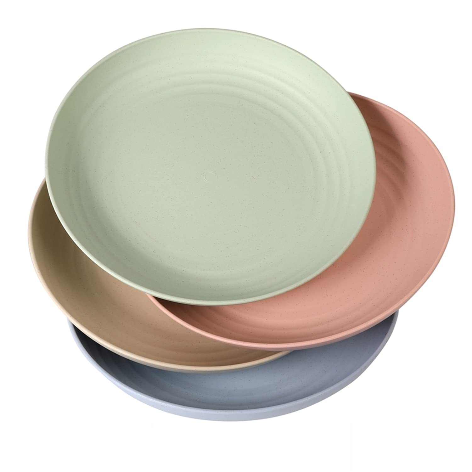 WANBY Lightweight Plastic Plates Unbreakable Dinner Plate Set Non-Toxin Dishwasher & Microwave Safe and Healthy (4Pcs 9 Inches) — image 1