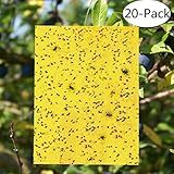 Gideal Best Trap 20 Pack Dual-Sided Yellow Sticky Traps for Flying Plant Insect Such as Fungus Gnats, Whiteflies, Aphids, Leafminers,Thrips - (6x8 Inches, Included 20pcs Twist Ties)