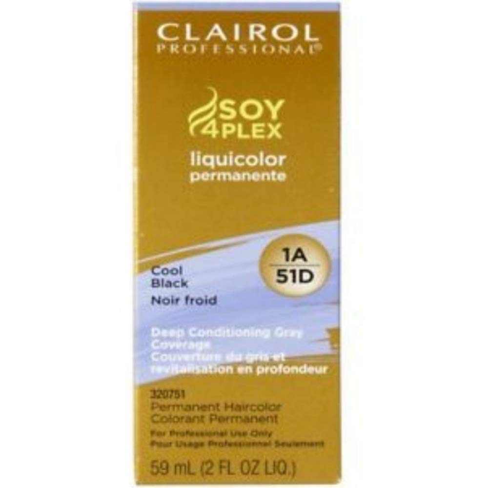 Clairol Professional Liquicolor 1A/51D Cool Black, 2 oz (Pack of 4)