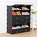 UNICOO - Multi Use DIY Plastic 12 Cube Shoe Rack,Organizer, Bookcase, Shoes Cabinet (2×6, Black with Black Doors)