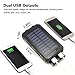 Solar Power Bank 20000mAh Solar Charger Waterproof Portable External Battery USB Charger Built in LED Light with Compass for iPad iPhone Android Cellphones (Black1)