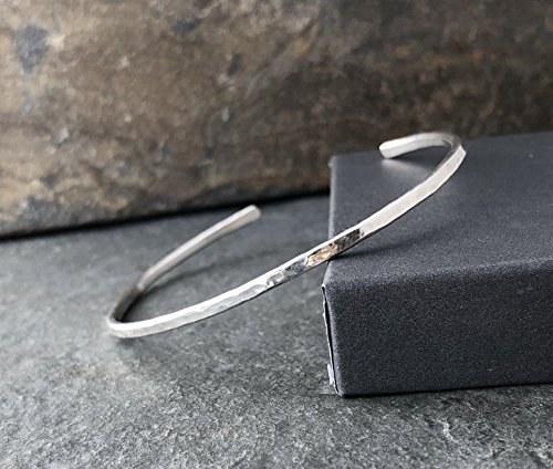 Sterling Silver Hammered Thin Cuff Stacking Bracelet
