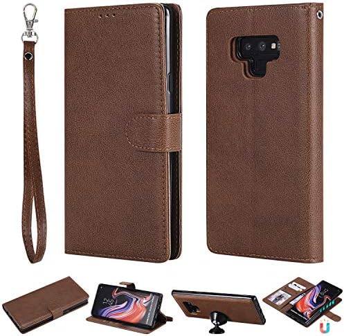 HOTSALEUK Galaxy Note 9 Case, 2-in-1 Wallet-Case for Samsung Galaxy Note 9,Magnetic Detachable TPU Slim-Case, Vegan Leather,RFID Protection, Smart 2-Way Stand,Brown
