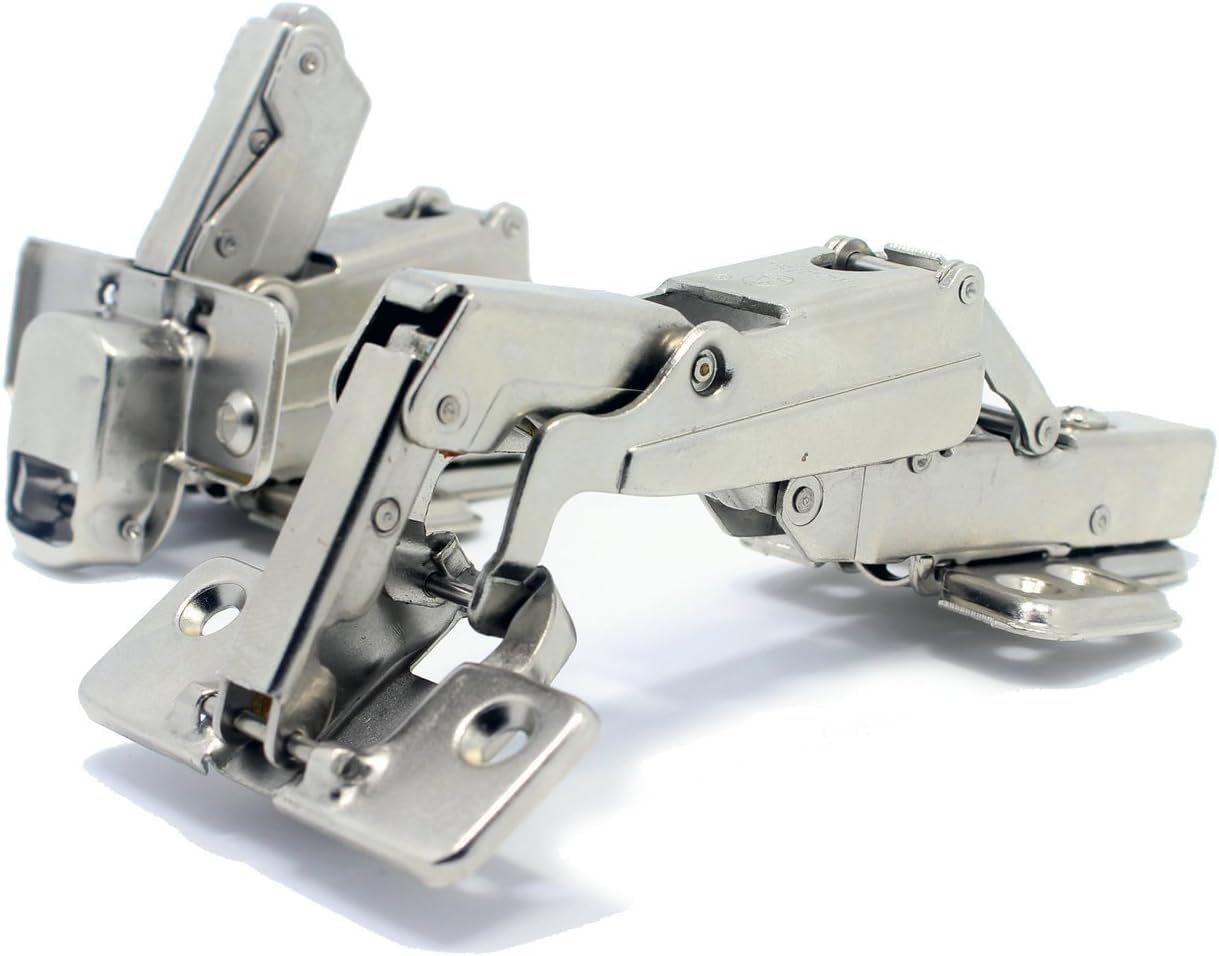 TamBee 175 Degree Frameless Cabinet Hinges Hydraulic Adjustable Mounting Concealed Hinges Soft Closing Stainless Steel Buffer Dampers for Wardrobe, 1 Pair (Half Overlay)