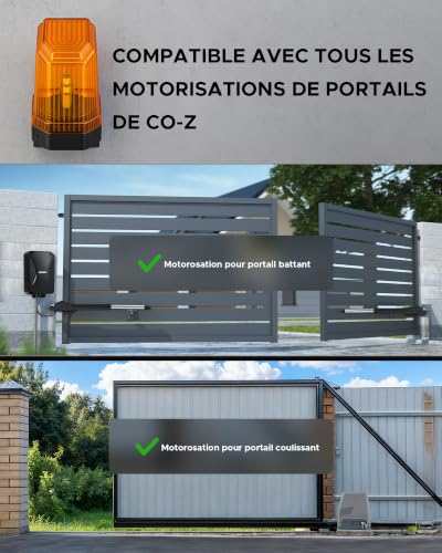 CO-Z Turn Signal Light for Gate Motorization, LED Security Beacon Light, Universal 12V-265V AC/DC, Warning and Alarm Light Orange for Sliding Gate, Hinge, Garage and Vehicles | Universal Security Flash Light Emergency Alarm Lamp Yellow