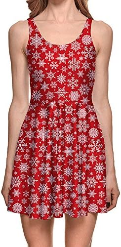 Awesoh New Sexy Girl Women Summer Christmas Tree Colorful Ball 3D Print Reversible Sleeveless Dress