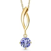 Gem Stone King 10K Yellow Gold Customized and Personalized Round 5MM Gemstone Birthstone Pendant Necklace for Women With 18 Inch Chain