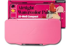 Transon Watercolor Palette Folding with Lid 18wells 2 Mixing Areas and 1 Large Mixing Tray Also for Gouache Acrylic Paint Palette Pink Color