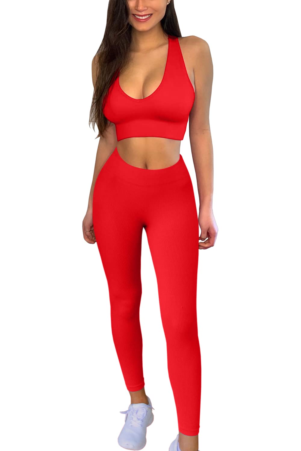 ESONLAR Seamless Workout Set for Women Ribbed