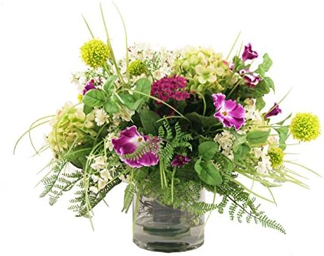 Creative Displays Heather, Grass and White Thistle in White Ceramic Container
