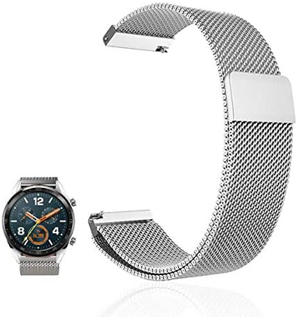 for Huawei Watch 2 Pro Band, FRGNIE Milanese Stainless Steel Fully Magnetic Closure Mesh Replacement Strap for Huawei Watch 2 Pro/GT/Honor Magic Talos/Honor Magic Dream Smartwatch (Silver)