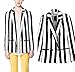 Moxeay Black and White Striped Blazer Jacket Halloween Beetlejuice Costume(M)