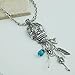 Charm Dangling Sugar Skull Pendant Long Necklace 30 inch (Antique Silver)
