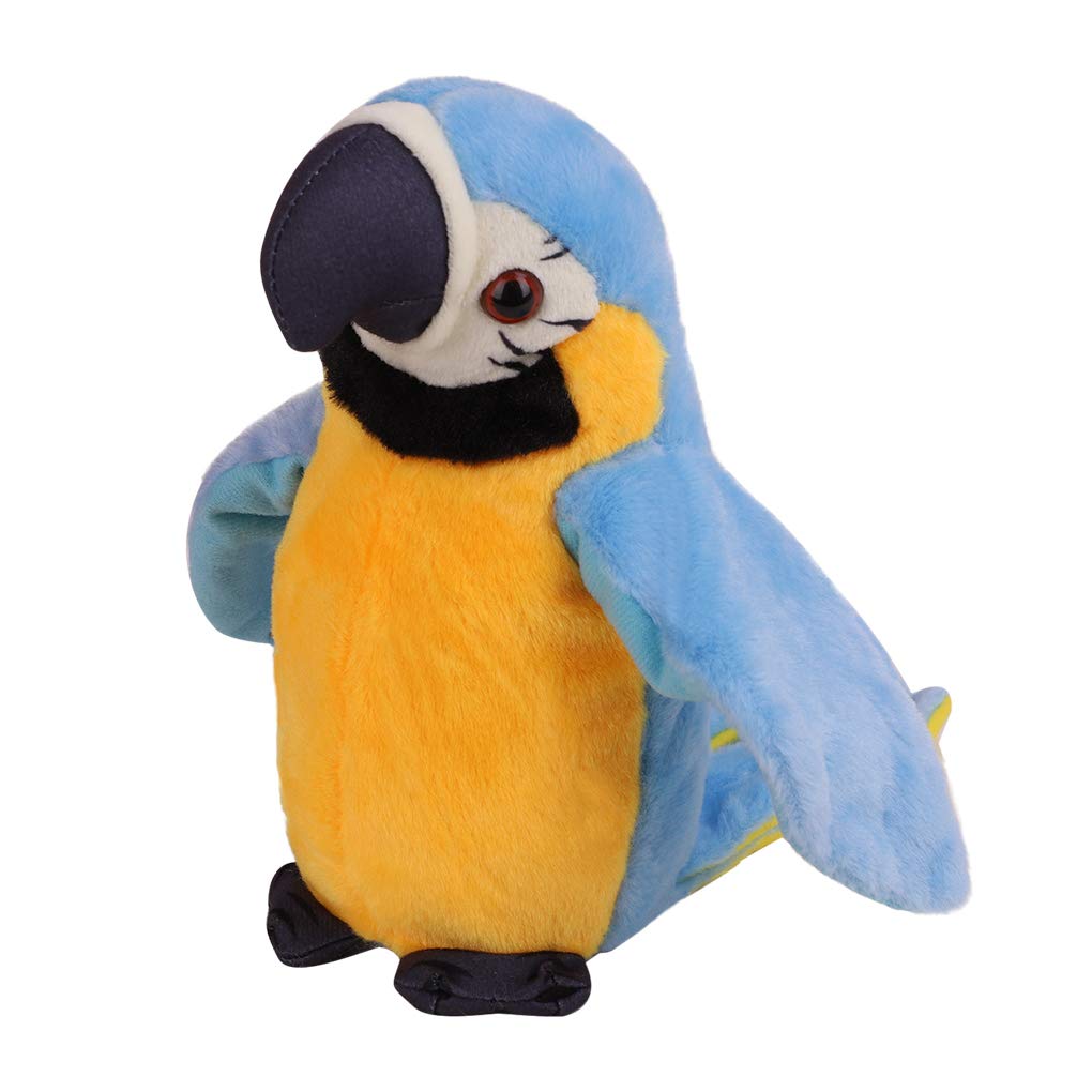 FakeFace Funny Talking Parrot Recording Talking Plush Toy Repeat What You Say Speaking Toys Waving Wings, Plush Bird, Talking Parrot Interactive Toys Dolls for Children Blue