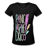 YX Panic! At The Disco Tour 2015 Logo V Neck T Shirt For Women Black