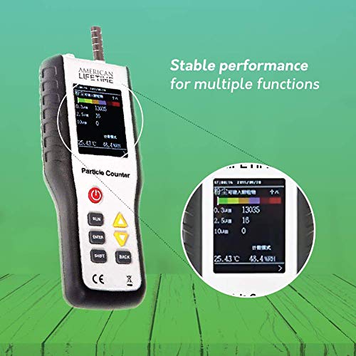 American Lifetime Air Quality Meter - Particle and Dust Detecting Counter with LCD Screen and 100±10%@0.5μm Counting - Battery Included + 1 Year Warranty - Thumbnail 2