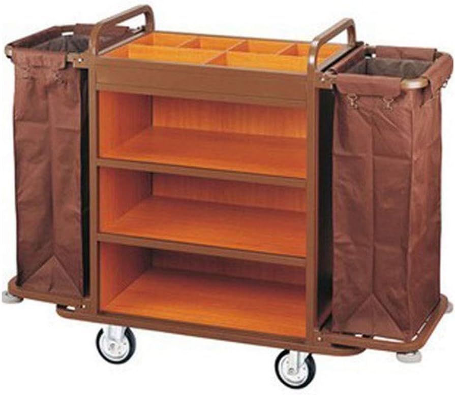 DIOE Housekeeping Cart, 3 shelves, 2 Oxford bag, 1* compartment box140*46 * 118cm, stainless steel, Hotel Trolley, Service Truck, Shelf, Cleaning Dolly