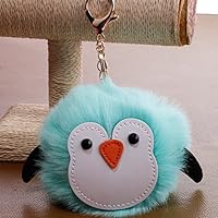 Dalino Fashion and Personality PU Penguin Plush Ball Key Chain Pendant Plush Doll Key Ring Keychain(Mint Green)