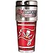 NFL Tampa Bay Buccaneers Metallic Travel Tumbler, Stainless Steel and Black Vinyl, 16-Ounce