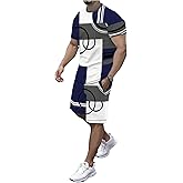 GORGLITTER Men's 2 Piece Outfits Short Sets Short Sleeve T Shirt and Track Shorts Set