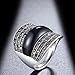 dnswez Marcasite Ring Black Diamond Vintage Statement Wedding Engagement Ring Platinum Plated intertwined Cable Wire Cross Rings for Men Women (3)