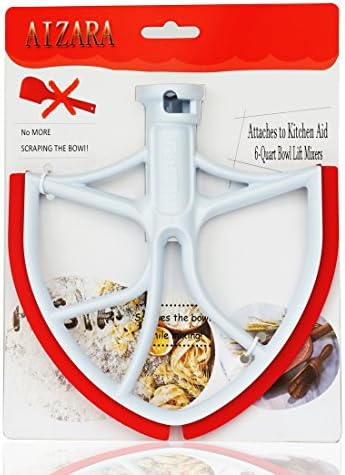 Flat Beater Blade with Flex Edge Bowl Scraper for KitchenAid 6-Quart Bowl Lift Mixer (Red)