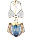 Huiyuzhi Womens African Dashiki Metallic 2 Piece Cut Out Bikini Swimsuit (M, Blue-Gold)