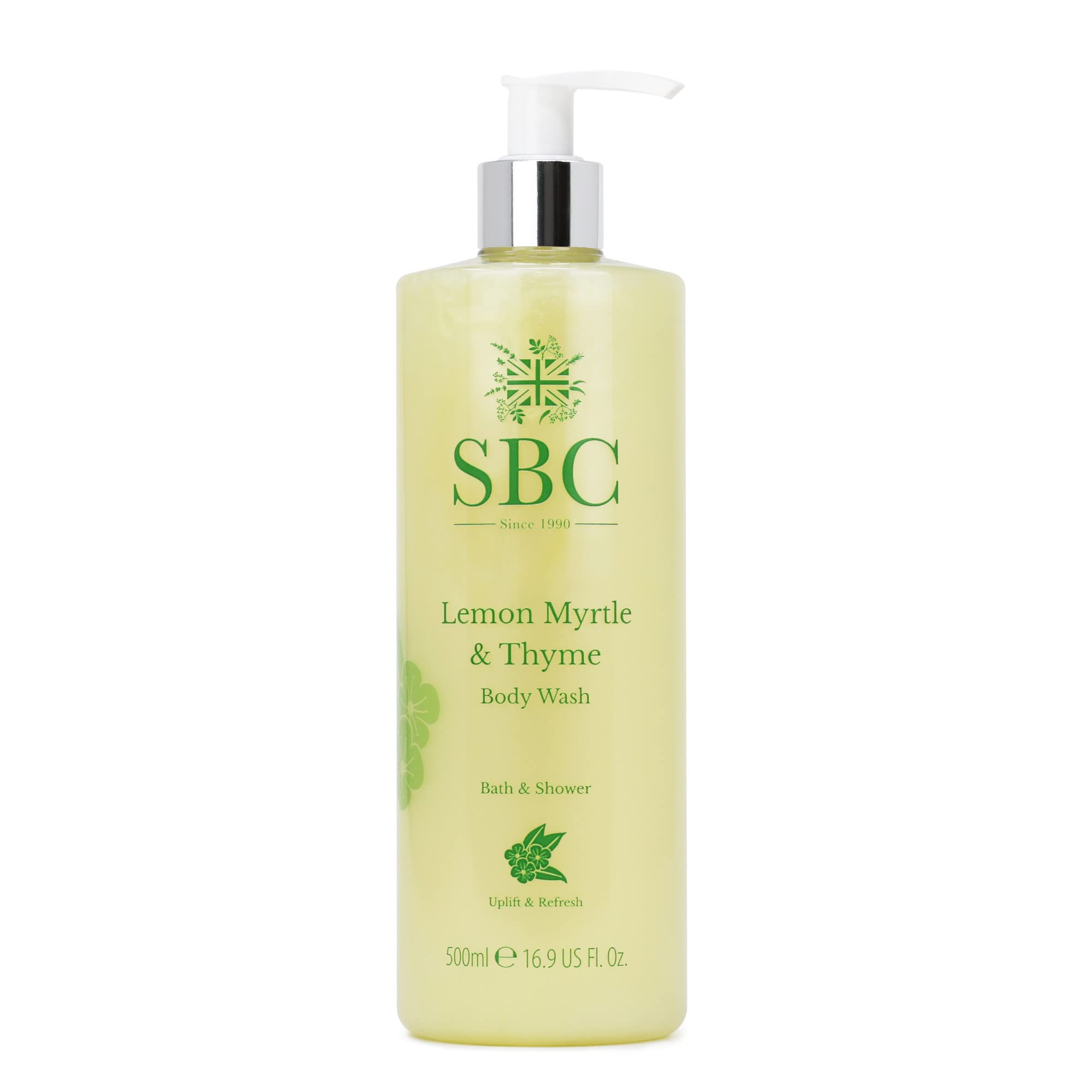 SBC Skincare Lemon Myrtle & Thyme Body Wash 500ml - Zesty Shower Gel and Bubble Bath for Oily and Breakout-Prone Skin