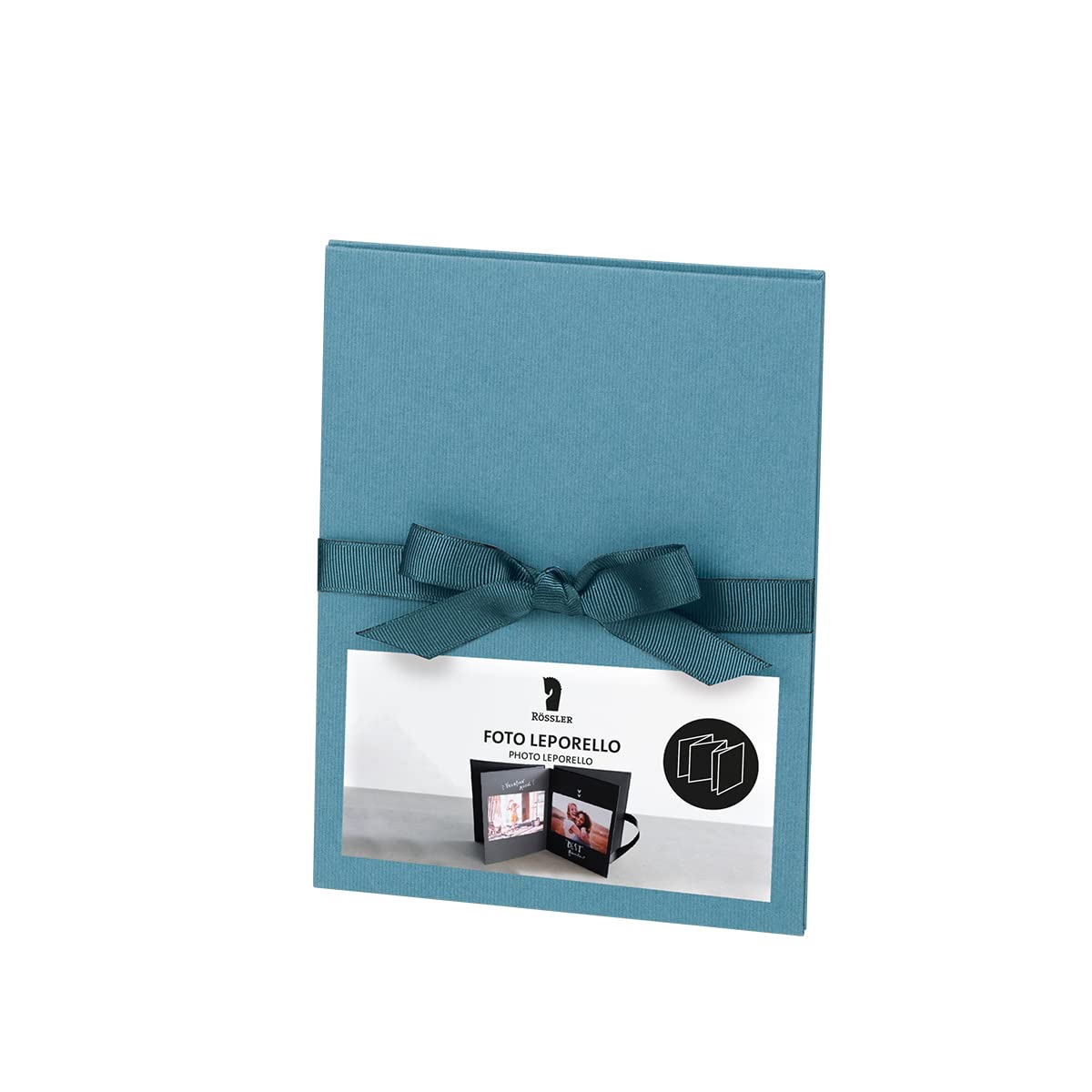 Rössler 13303200150 - Leporello with black pages, denim, 150 x 190 mm, folding book, concertina photo album, 1 piece