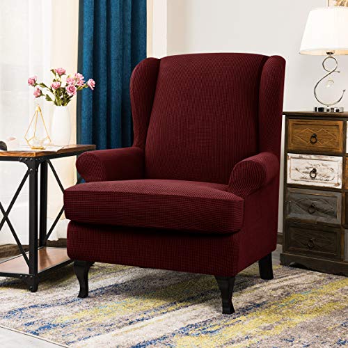 CHUN YI 2Piece Stretch Jacquard Wing Chair Cover, Wing Back Wingback