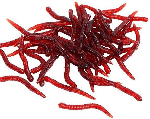 longyitrade 100Pcs Artificial Fishing Lures,Soft Red Earthworm Worm Fish Lures Simulation Bait Bass Fishing Tackle Fishing Supplies