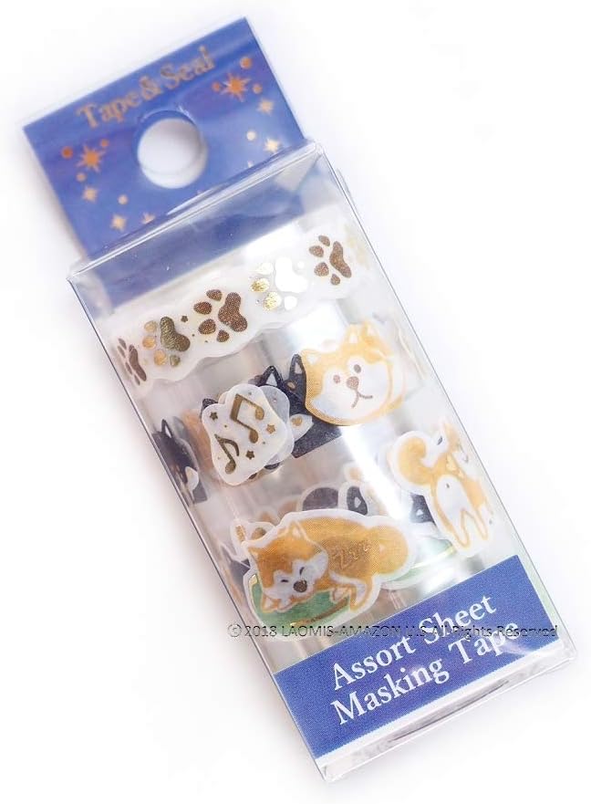 Pine Book Japanese Washi Foil Stamping Stickers & Washi Tape (Shiba Inu [ TM00818 ])